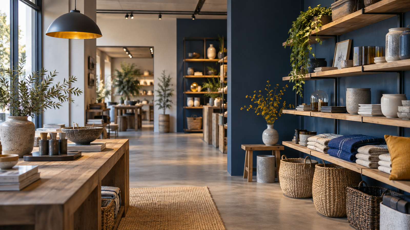 Einladender, modern gestalteter lokaler Concept Store