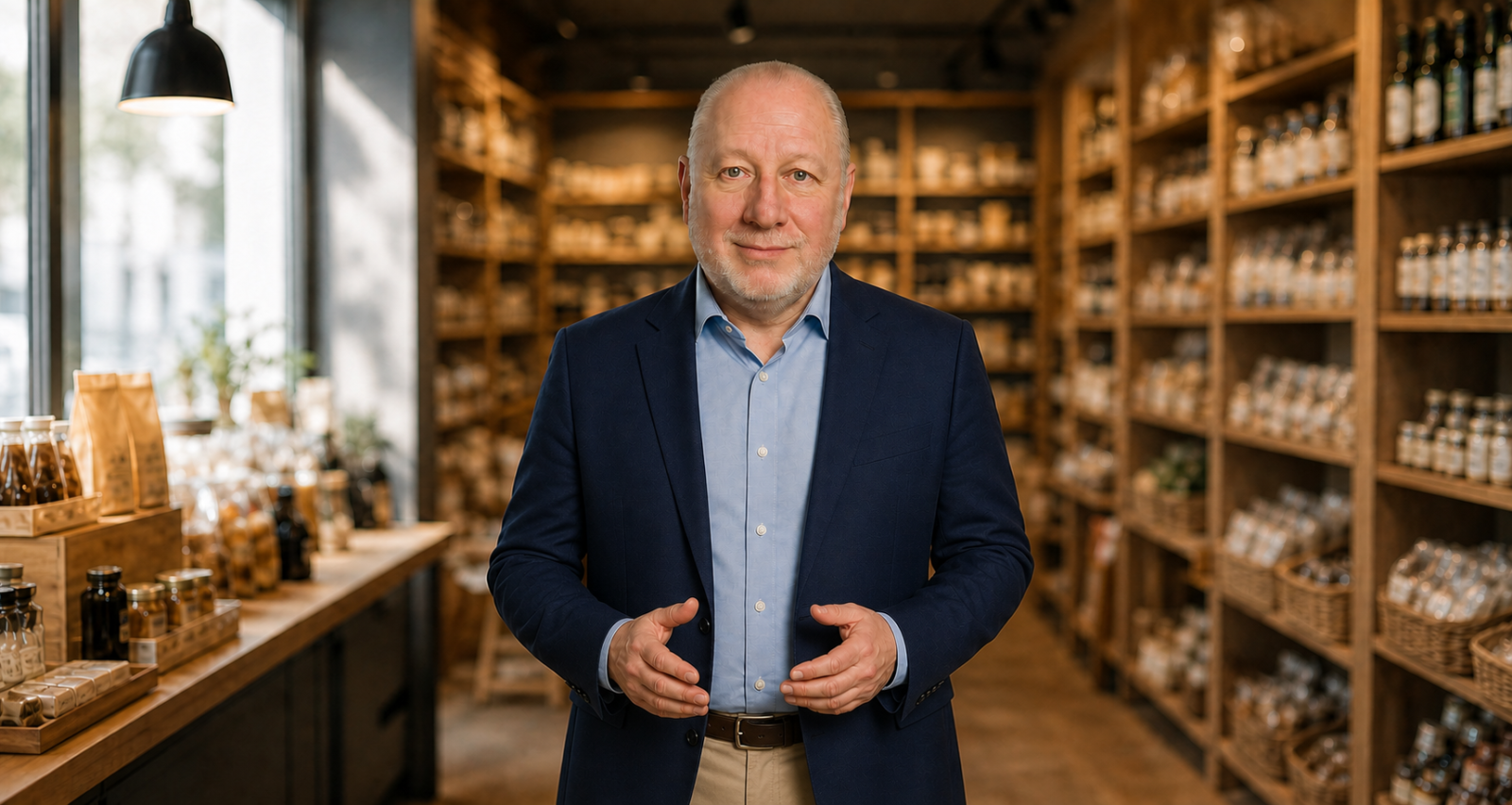 Norbert Bauer als persönlicher Marketingberater in einem lokalen Fachgeschäft